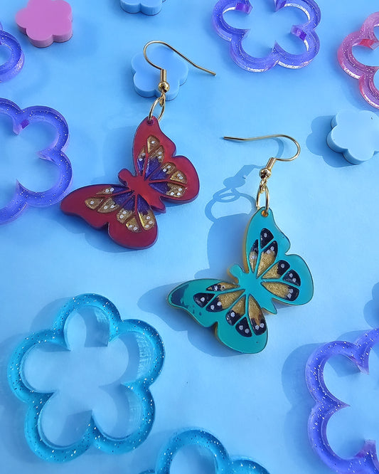 Metallic Butterfly Earrings | Two Tone Butterfly Earrings | Summer Earrings | Cottage Core Earrings | Spring Earrings