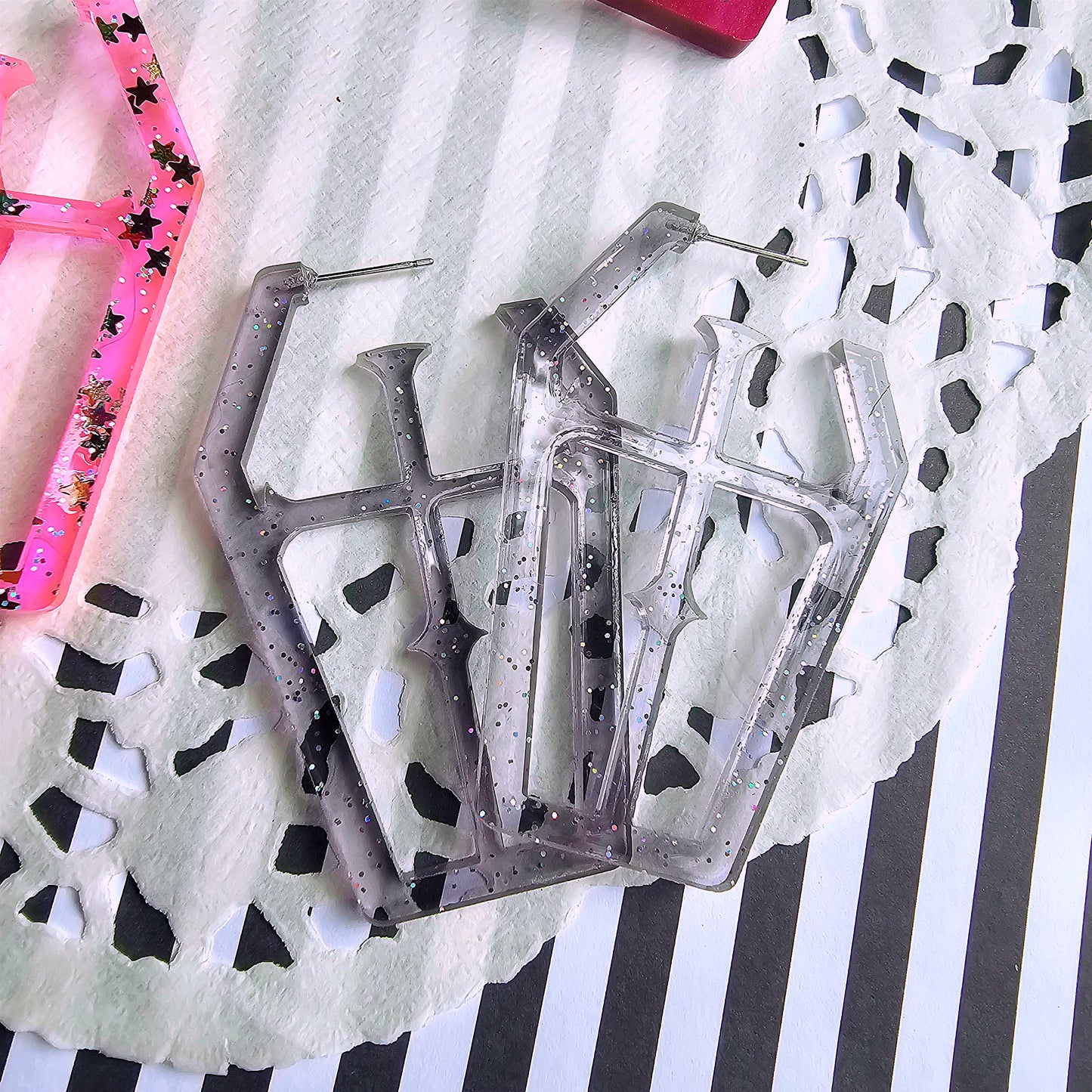 Large Coffin Hoops | Statement Hoop Earrings | Halloween Earrings | Chunky Earrings | Gothic Earrings (Copy)