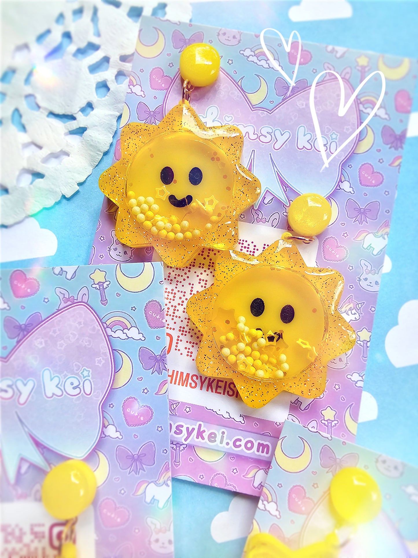 Sun Earrings | Sun Shaker Earrings | Yellow Sun Stud | Spring Earrings