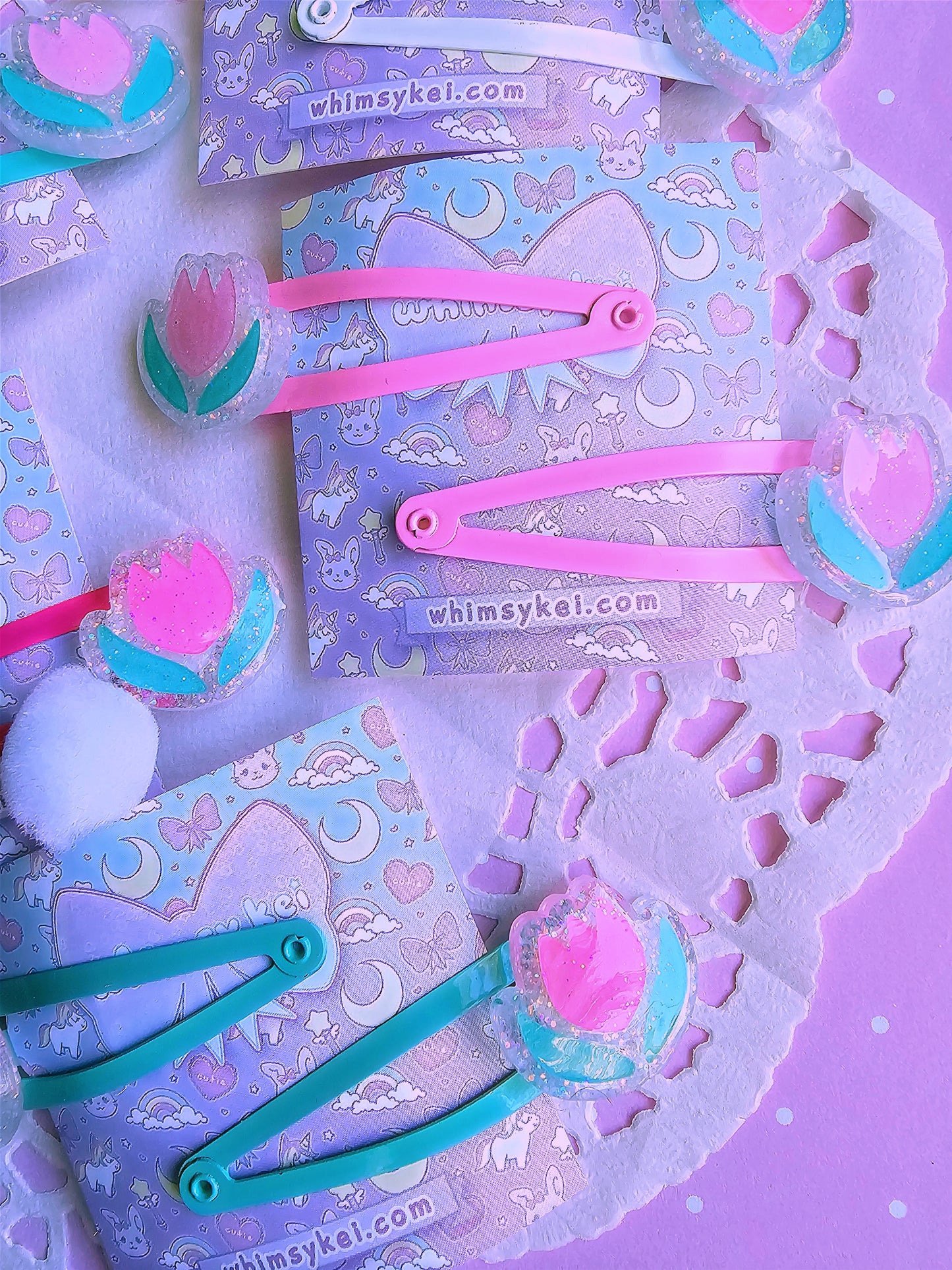Pastel Tulip Barrettes | Flower Barrettes | Pink Tulip Clips | Cottage Core Clips | Spring Barrettes| Summer Hair clip| Easter Hair Clip