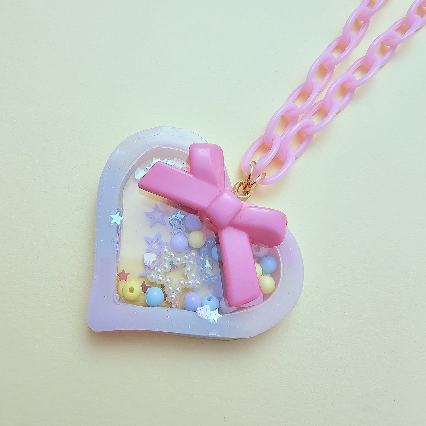 Heart Shaker Necklace | Pastel Heart Necklace | Pastel Rainbow Necklace | Fairy Kei Necklace