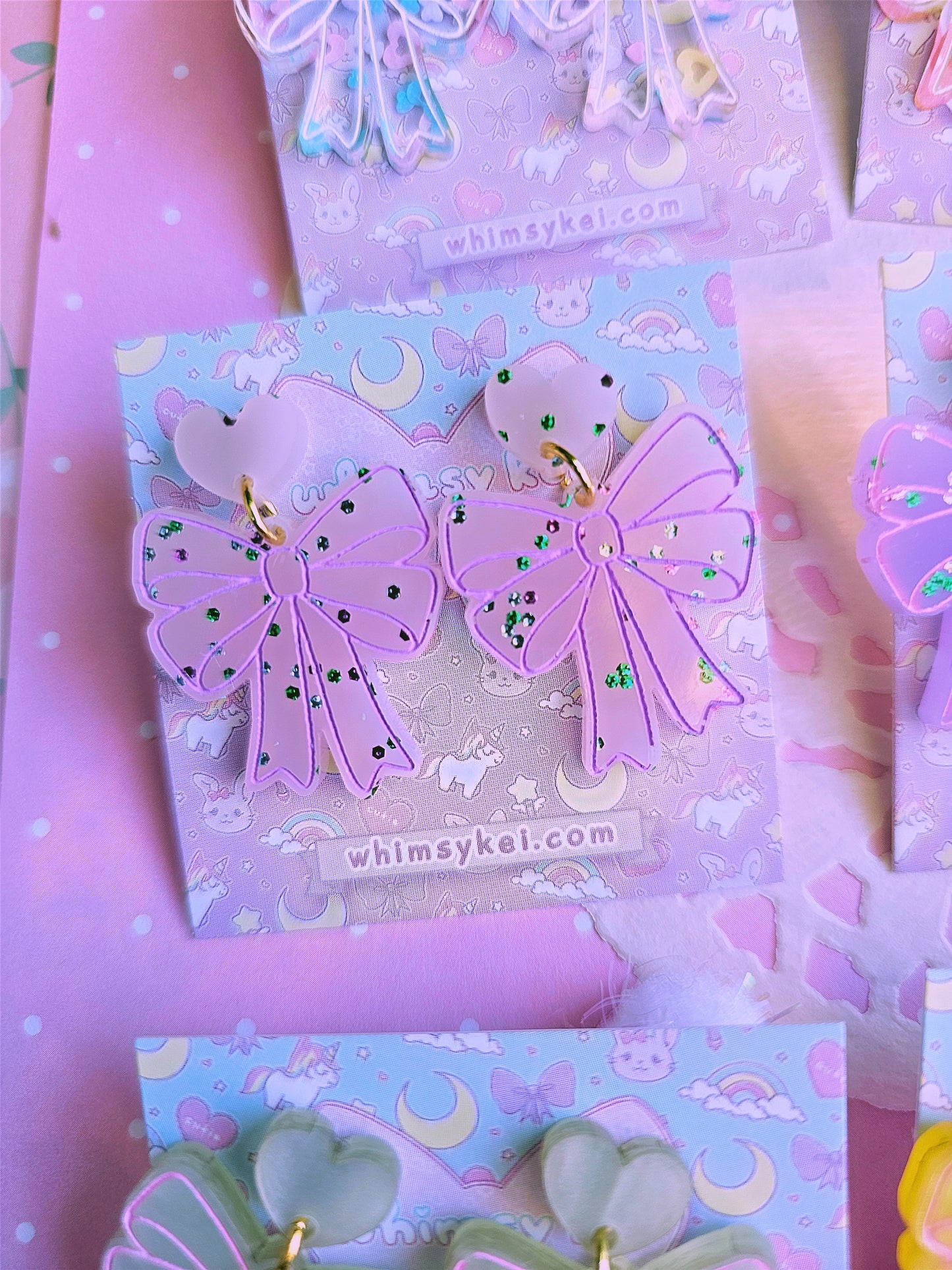 Easter Bow Earrings | Pink Earrings | Lolita Earrings | Statement Earrings | Cottage Core Earrings