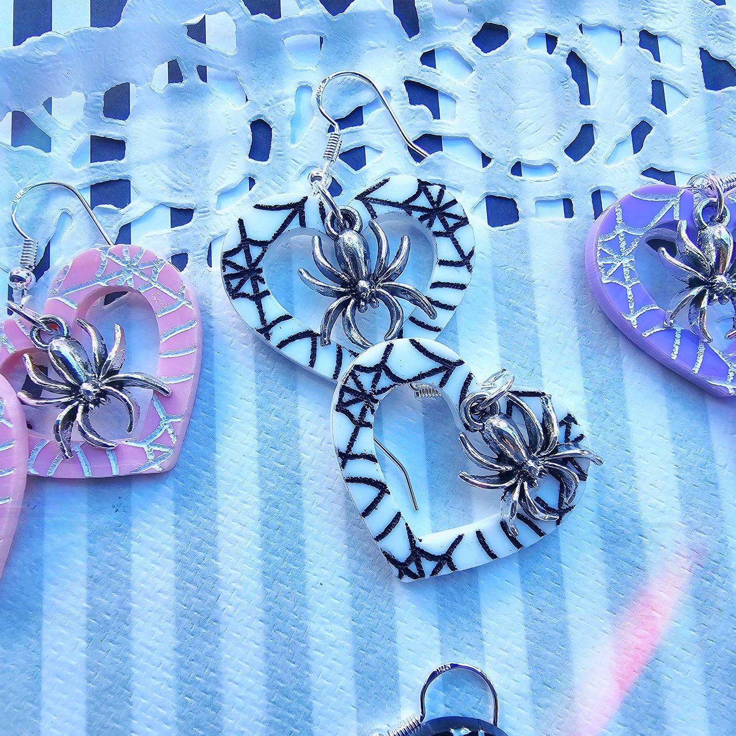 Heart Spiderweb Earrings | Halloween Earrings | Heart Earrings | Spider Earrings | Pastel Halloween