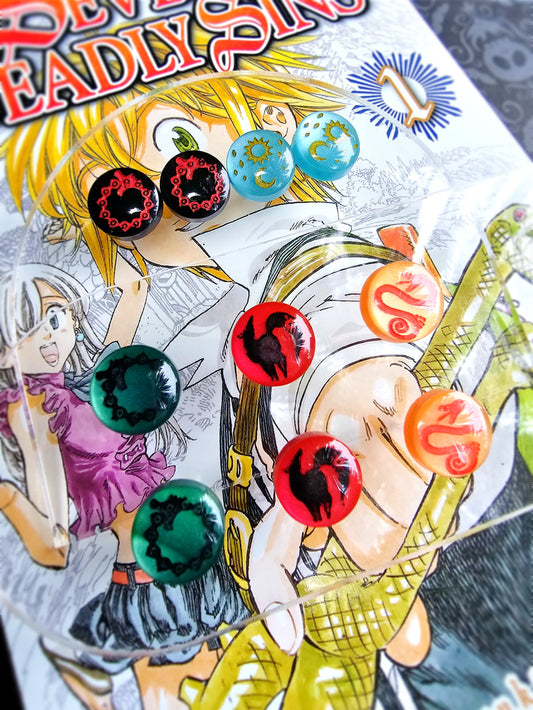 Seven Deadly Sins Stud Earring | 7DS Stud Earring | Anime Stud | Nanatsu no Taizai Earring | Tattoo Earring