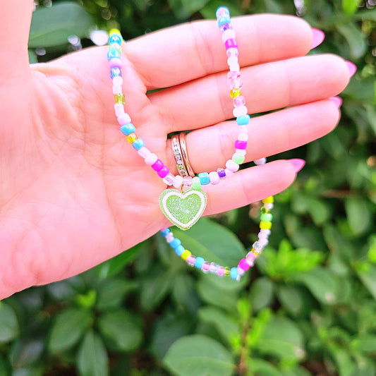 Rainbow Kandi Choker | Heart Choker | Rainbow Choker | Green Choker