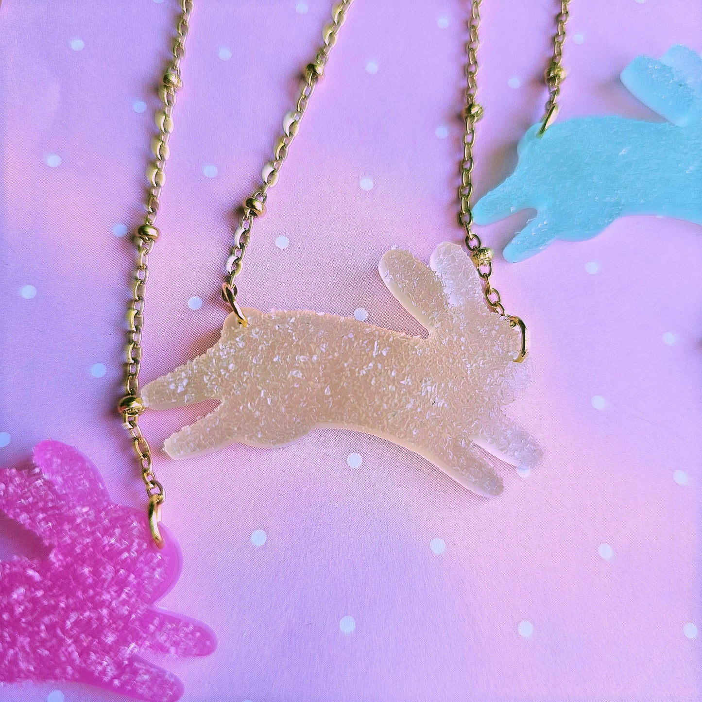 Pastel Bunny Necklace | Fake Candy Necklace | Girly Kei | Dolly Kei | Sweet Lolita Necklace | Easter Necklace | Bunny Necklace| Rabbit Necklace | Fairy Kei Necklace
