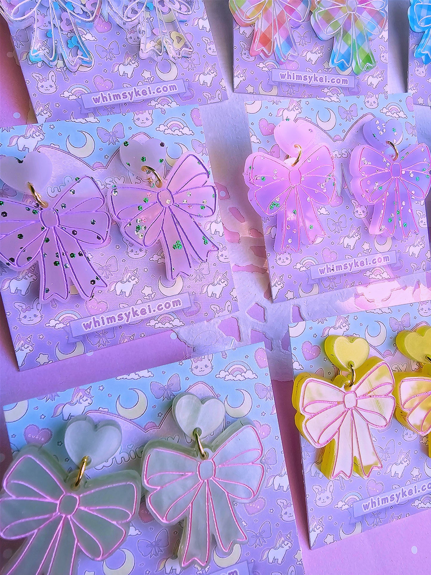 Easter Bow Earrings | Pink Earrings | Lolita Earrings | Statement Earrings | Cottage Core Earrings