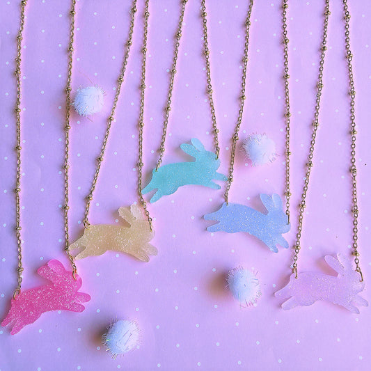 Pastel Bunny Necklace | Fake Candy Necklace | Girly Kei | Dolly Kei | Sweet Lolita Necklace | Easter Necklace | Bunny Necklace| Rabbit Necklace | Fairy Kei Necklace