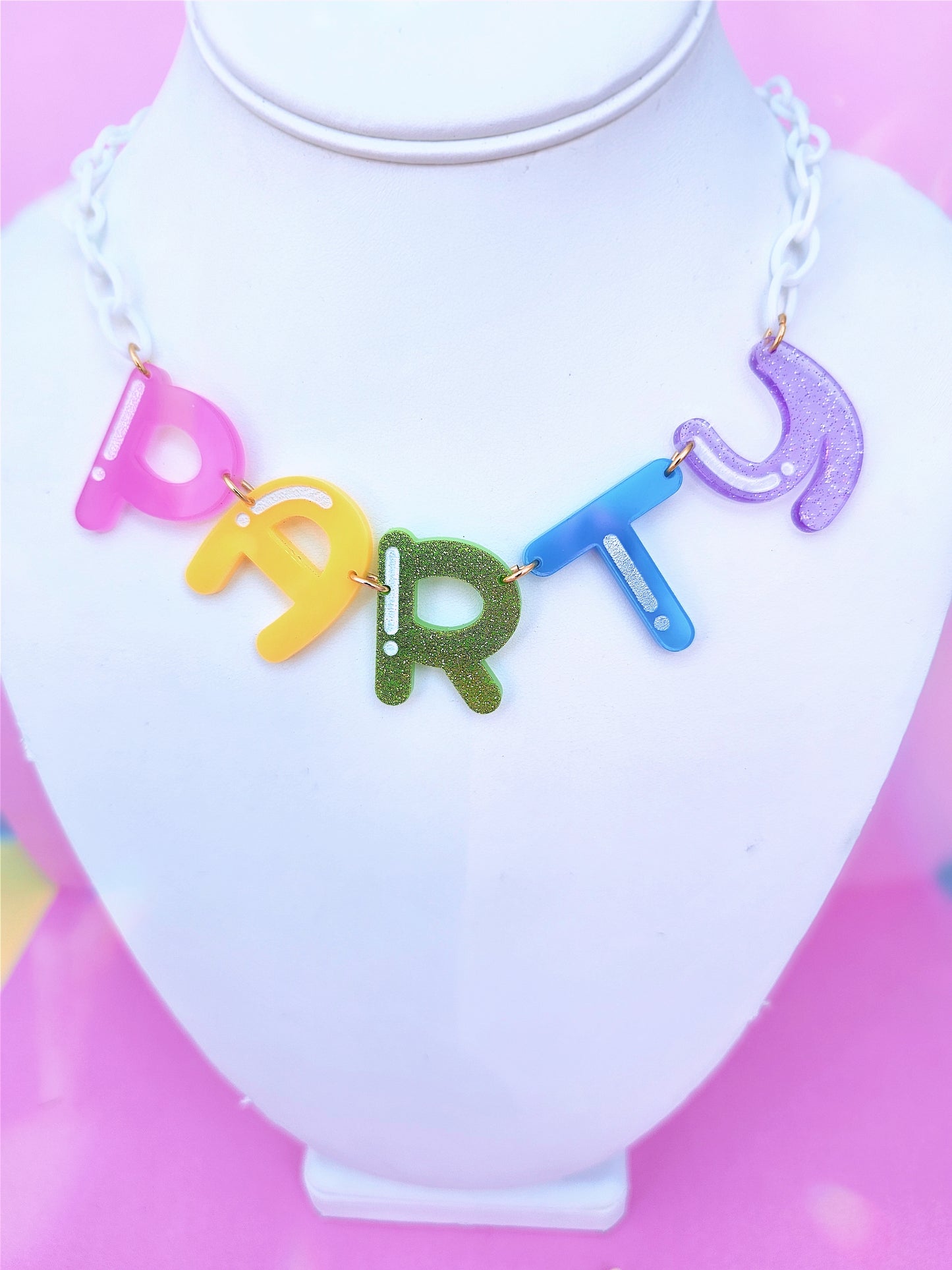 Rainbow "PARTY" Statement Necklace | Rainbow Party Necklace | Decora Kei | Spank Kei | Fairy Kei | Musical
