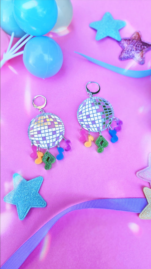 Disco Ball Earrings |  Party Earrings| Birthday Kei Earrings | Spank Kei | Fairy Kei | Music Earrings
