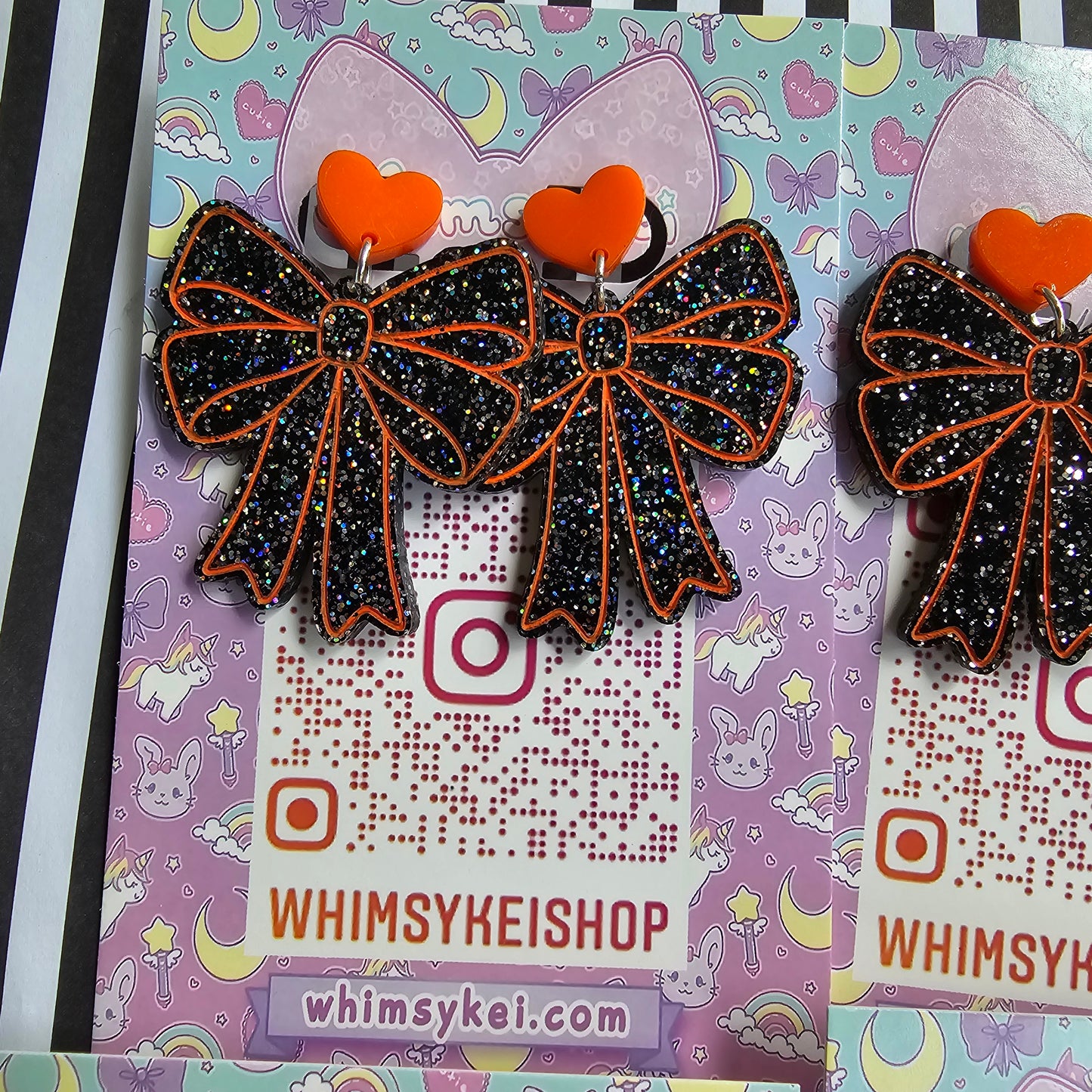 Halloween Bow Earrings | Halloween Earrings | Lolita Earrings | Statement Earrings | Gothic Earrings