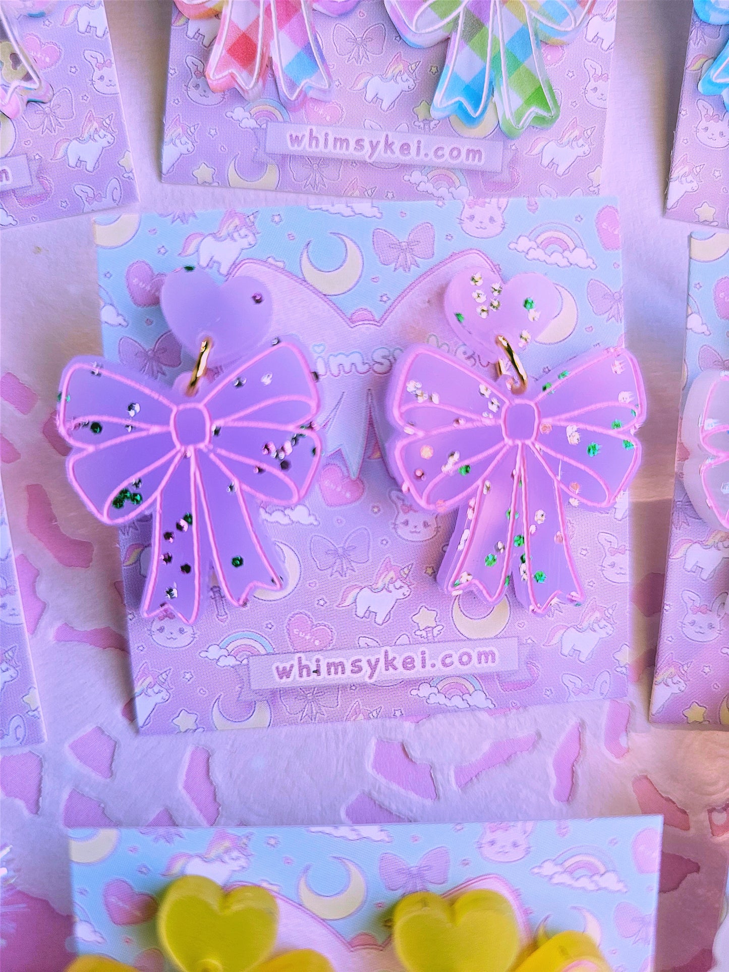 Easter Bow Earrings | Pink Earrings | Lolita Earrings | Statement Earrings | Cottage Core Earrings