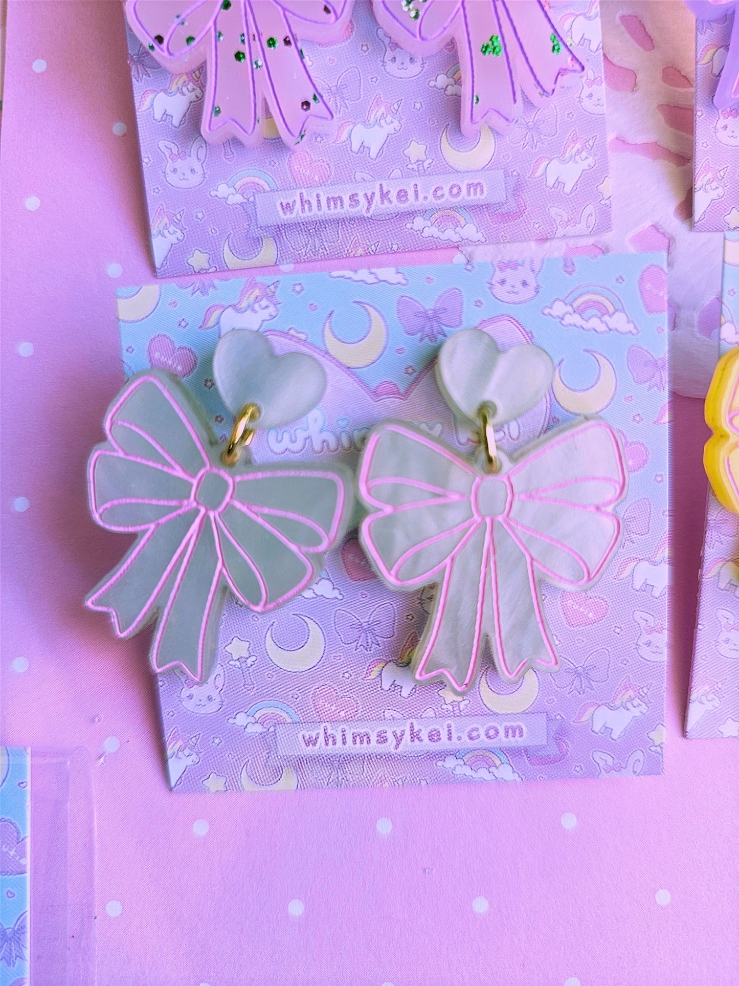 Easter Bow Earrings | Pink Earrings | Lolita Earrings | Statement Earrings | Cottage Core Earrings