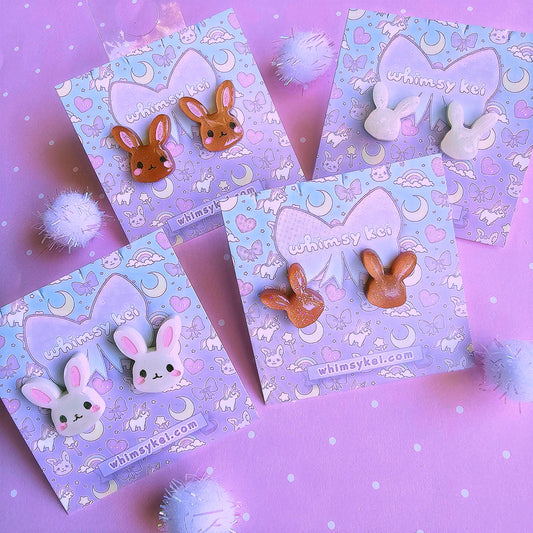 Bunny Stud Earrings | Soft Girl Earrings | Girly Kei | Dolly Kei | Sweet Lolita Earrings | Easter Earrings | Bunny Earrings | Rabbit Earrings