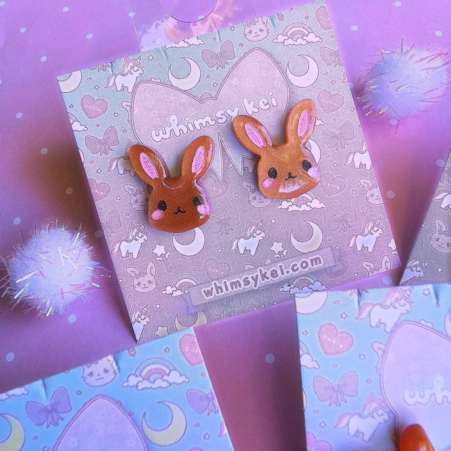Bunny Stud Earrings | Soft Girl Earrings | Girly Kei | Dolly Kei | Sweet Lolita Earrings | Easter Earrings | Bunny Earrings | Rabbit Earrings