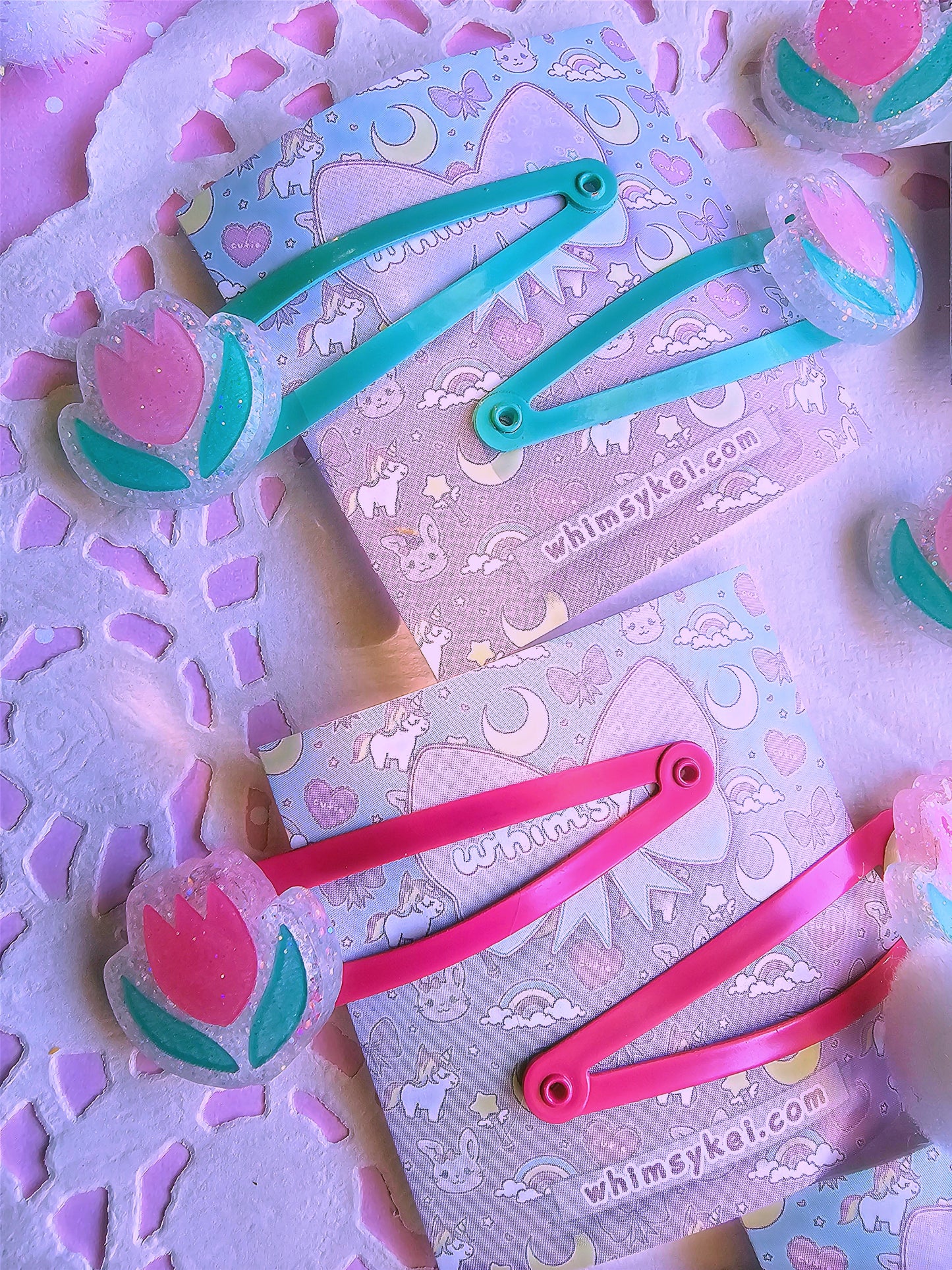 Pastel Tulip Barrettes | Flower Barrettes | Pink Tulip Clips | Cottage Core Clips | Spring Barrettes| Summer Hair clip| Easter Hair Clip
