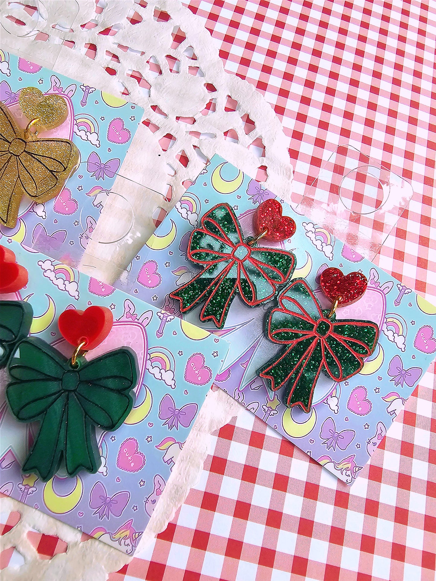 Christmas Bow Earrings | Red Earrings | Lolita Earrings | Festive Earrings