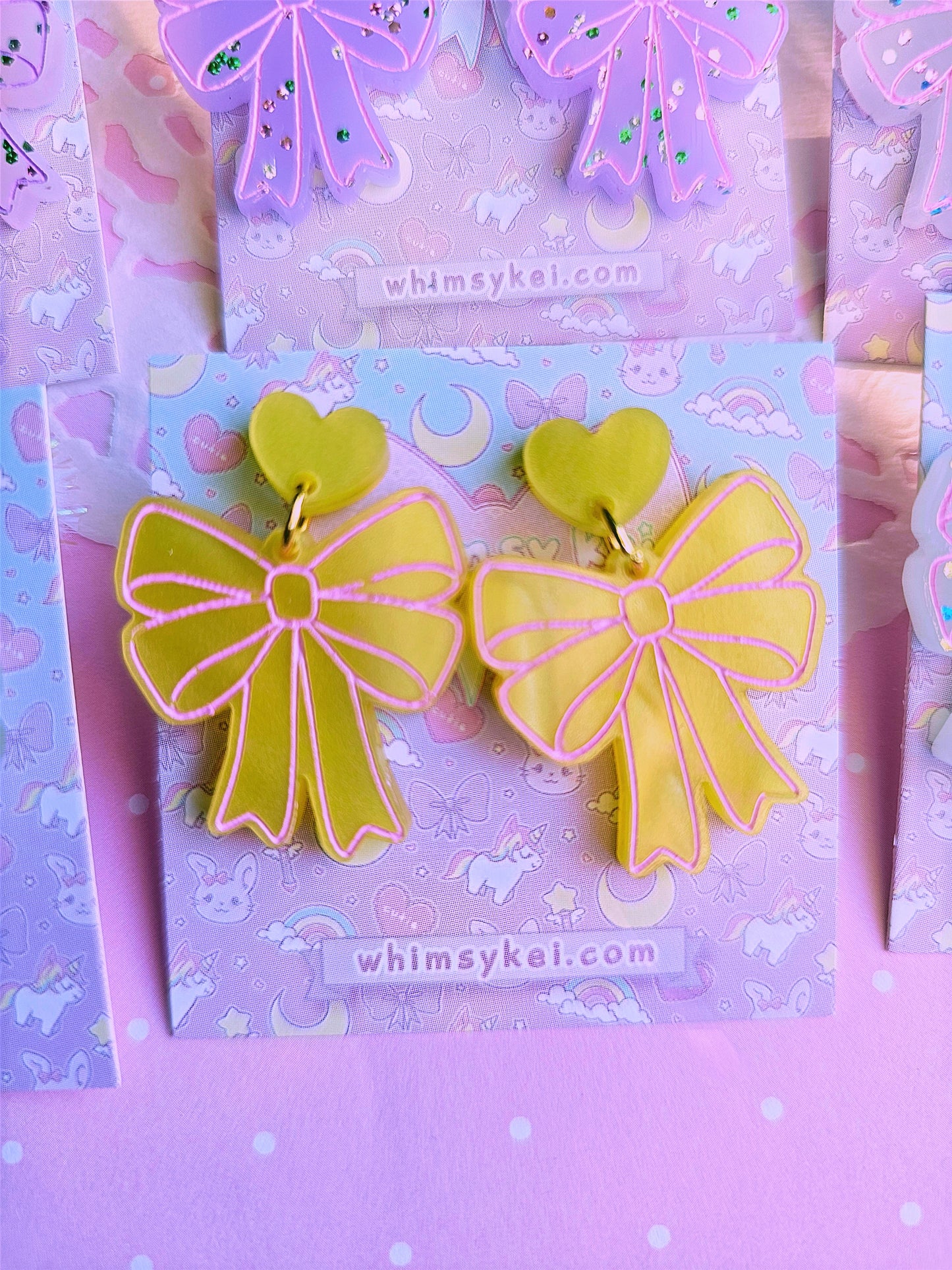 Easter Bow Earrings | Pink Earrings | Lolita Earrings | Statement Earrings | Cottage Core Earrings
