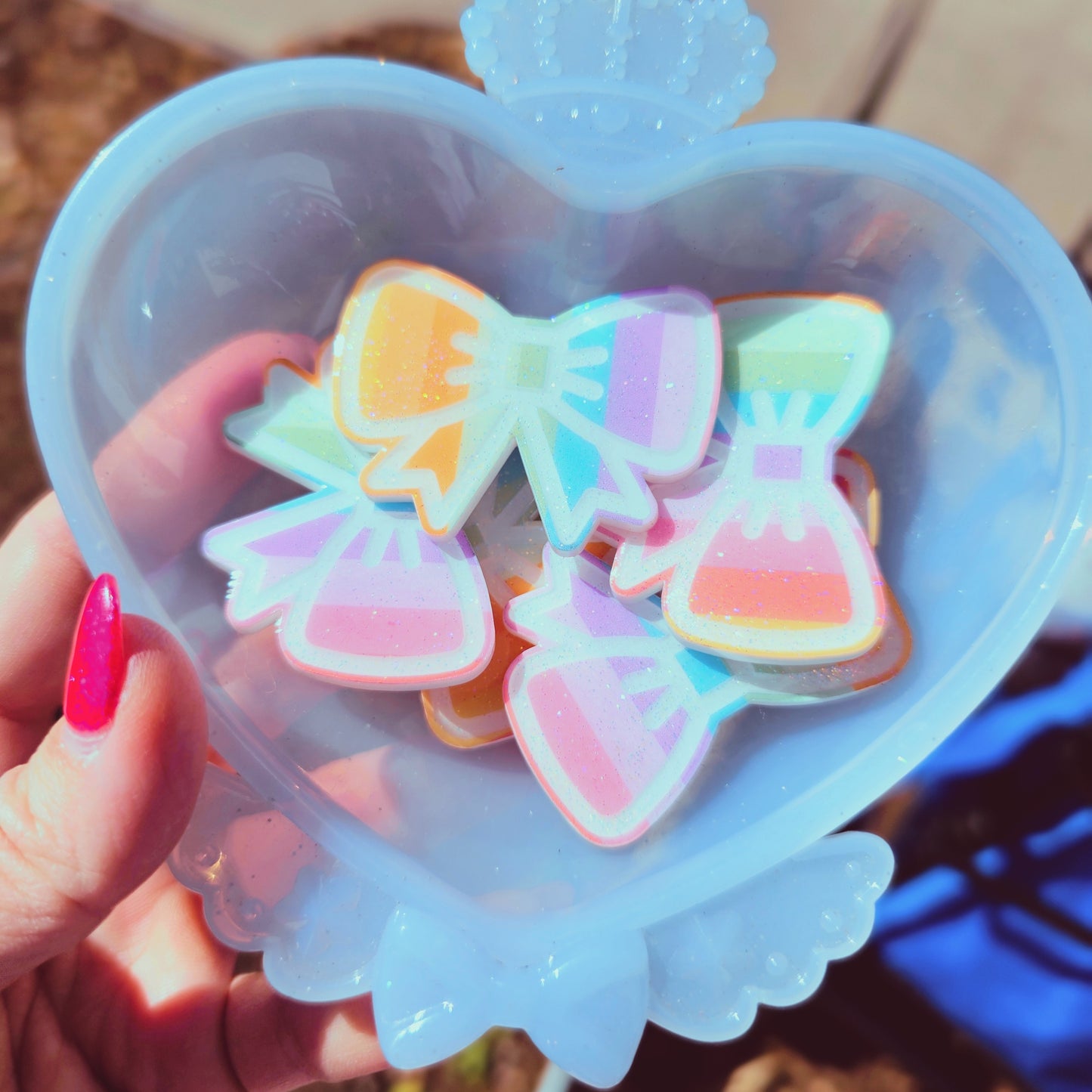 Rainbow Bow Hairclip | Rainbow Clip | Valentines Clip | Lolita Clip | Fairy Kei Clip | Decora Kei