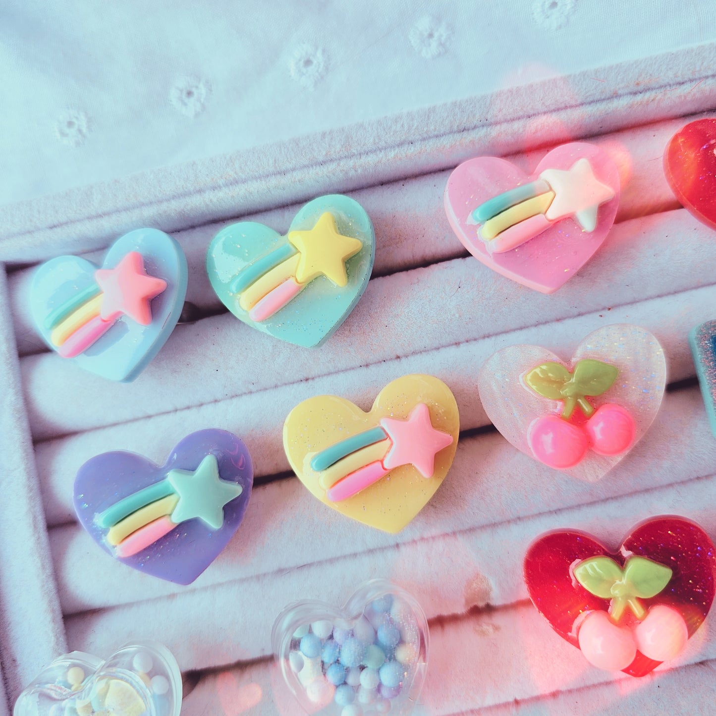 Kawaii Heart Ring | Fairy Kei Ring | Decora Kei Ring | Shooting Star | Star Ring | Cherry Ring