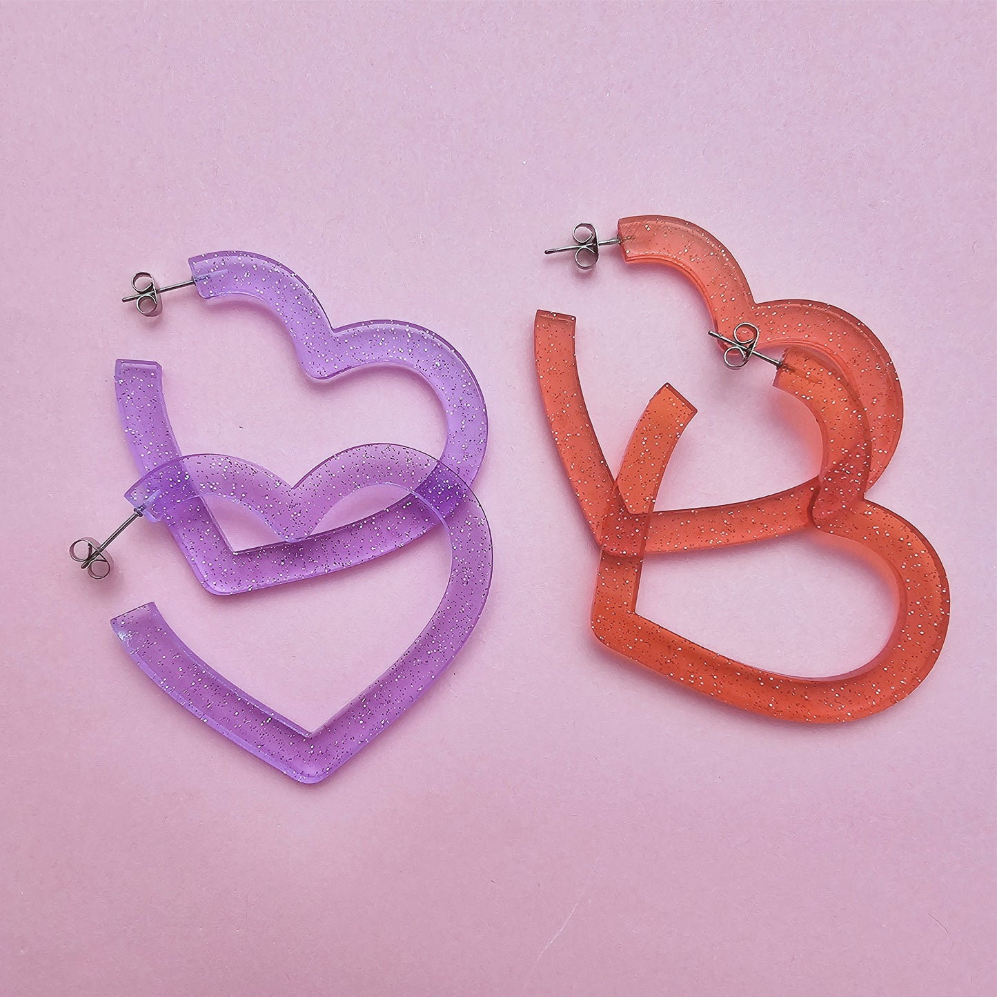 Large Heart Hoops | Statement Hoop Earrings | 90s Earrings | Chunky Earrings | Gyaru Earrings