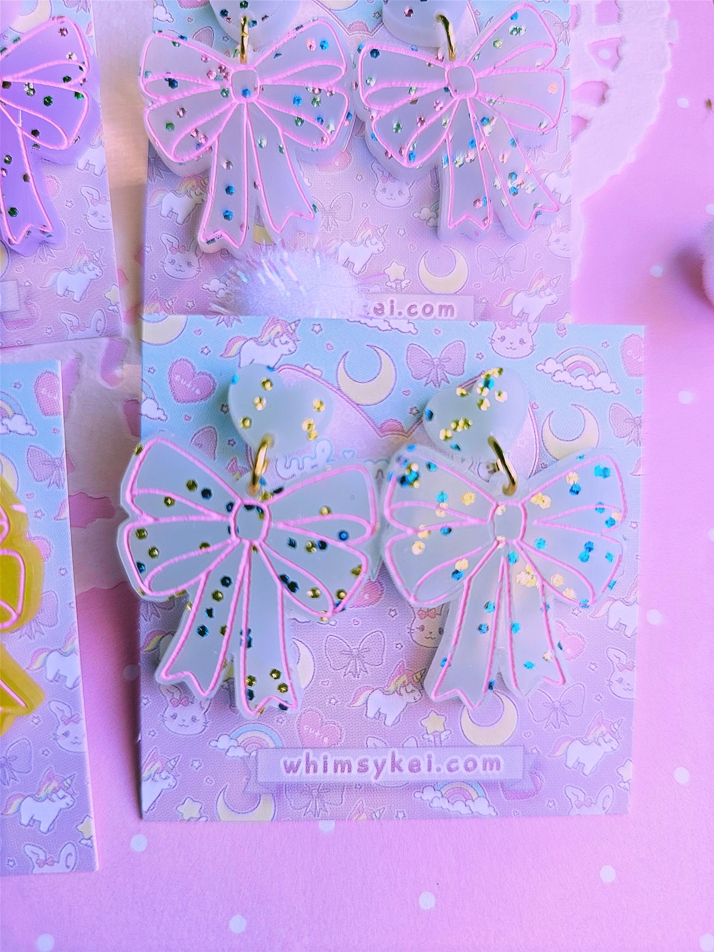 Easter Bow Earrings | Pink Earrings | Lolita Earrings | Statement Earrings | Cottage Core Earrings