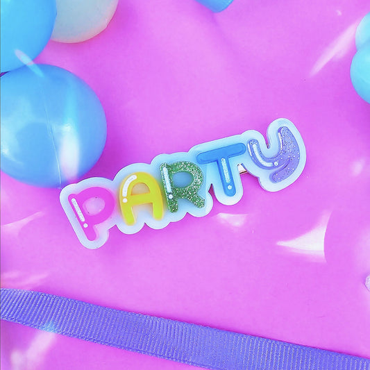 Rainbow "PARTY" Hairclip | Party Clip | Party Barrette | Decora Kei | Spank Kei | Fairy Kei