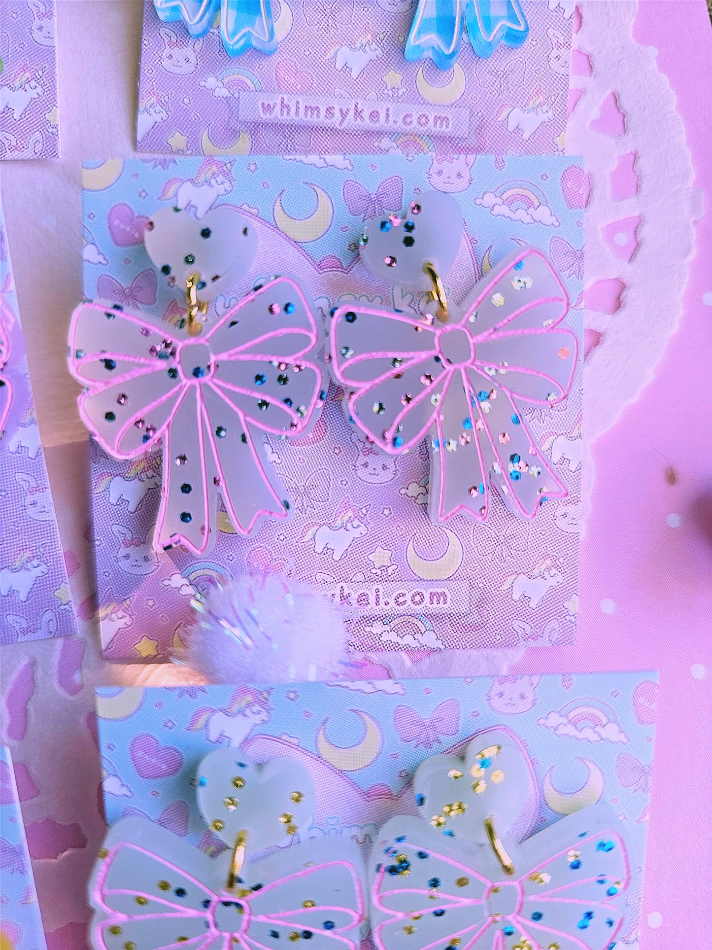 Easter Bow Earrings | Pink Earrings | Lolita Earrings | Statement Earrings | Cottage Core Earrings
