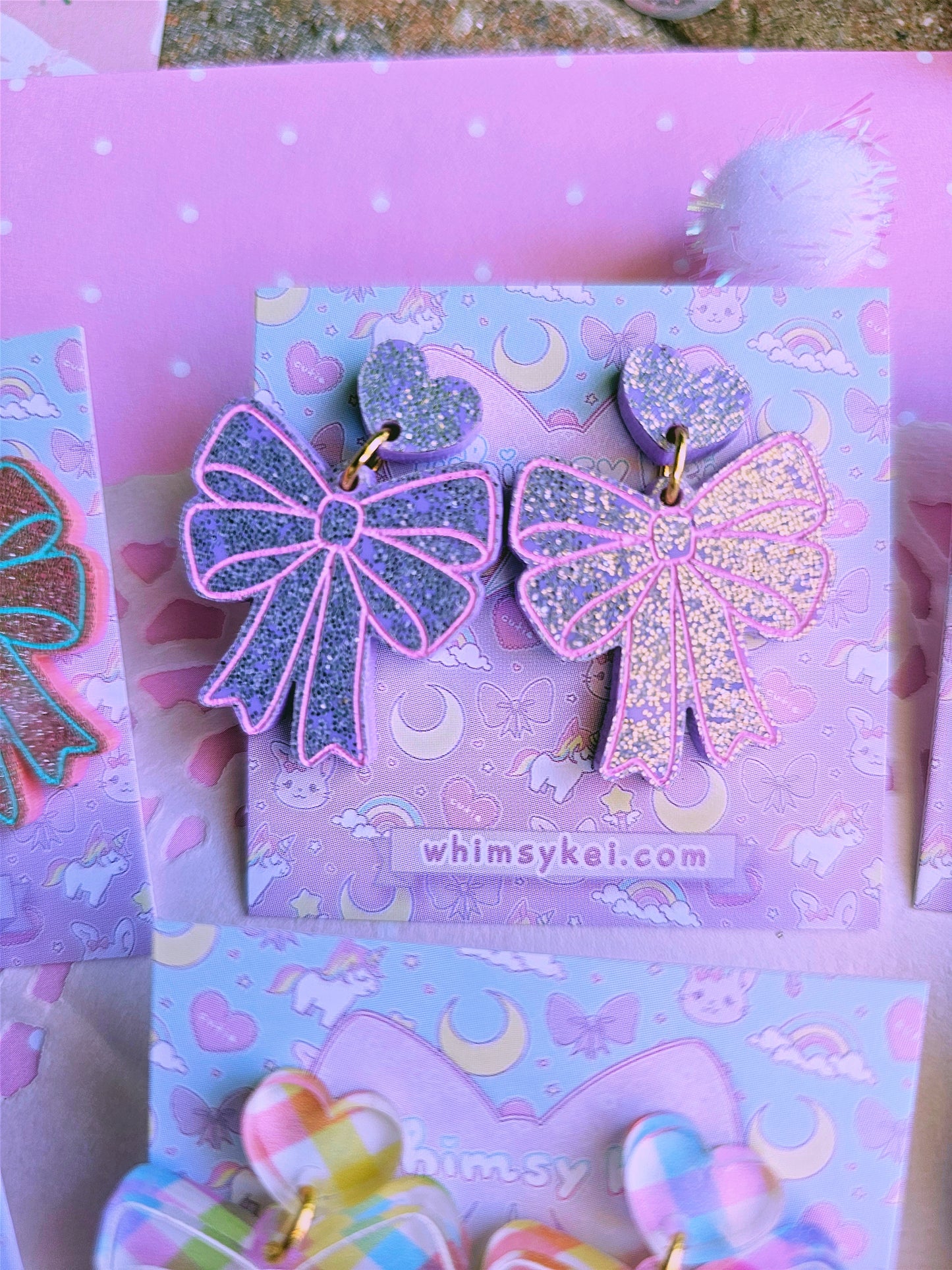 Easter Bow Earrings | Pink Earrings | Lolita Earrings | Statement Earrings | Cottage Core Earrings