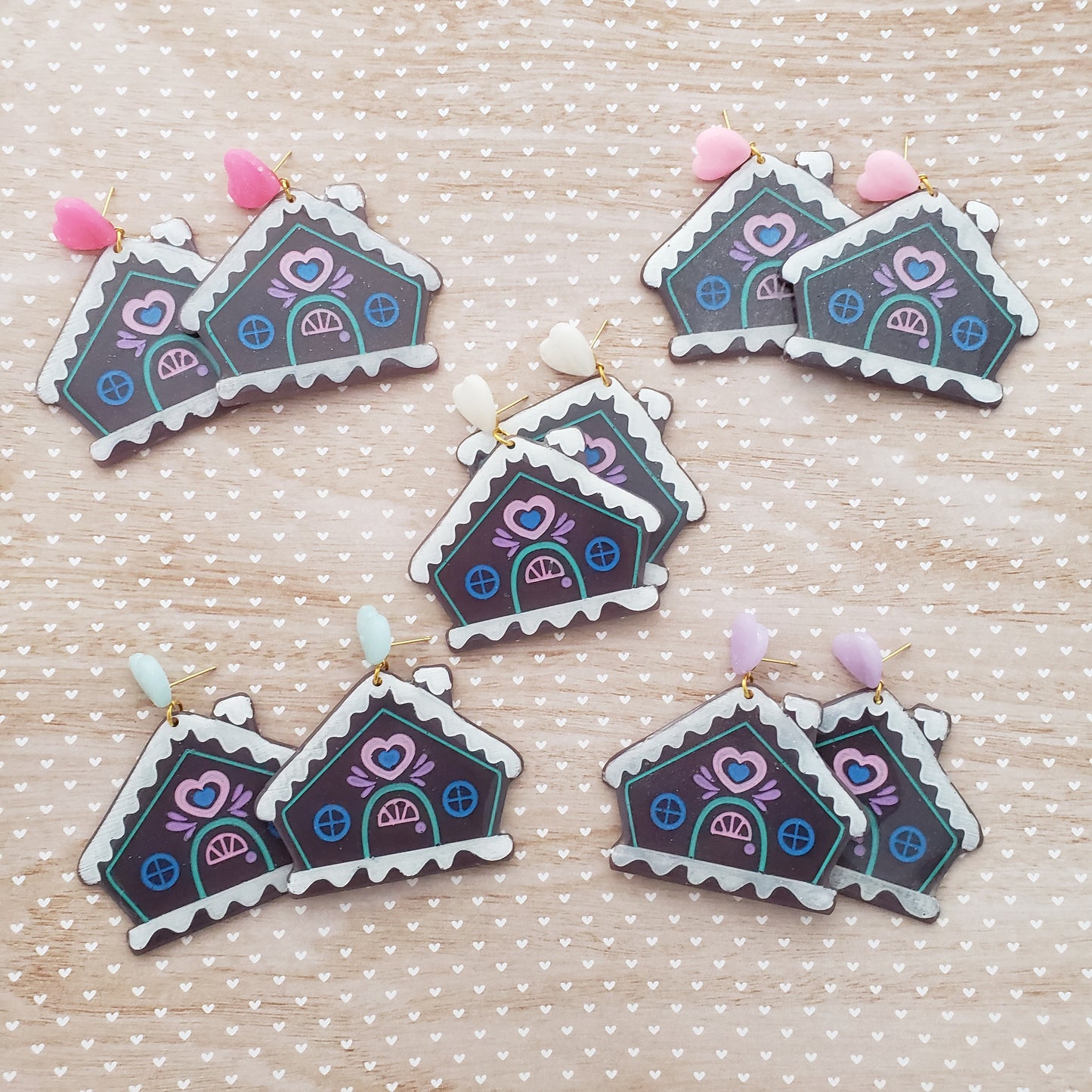 Gingerbread Earrings | Gingerbread House Earrings | Fake Cookie Earrings | Christmas Earrings | Sweet Lolita Earrings | Sweets Earrings | Christmas Jewelry