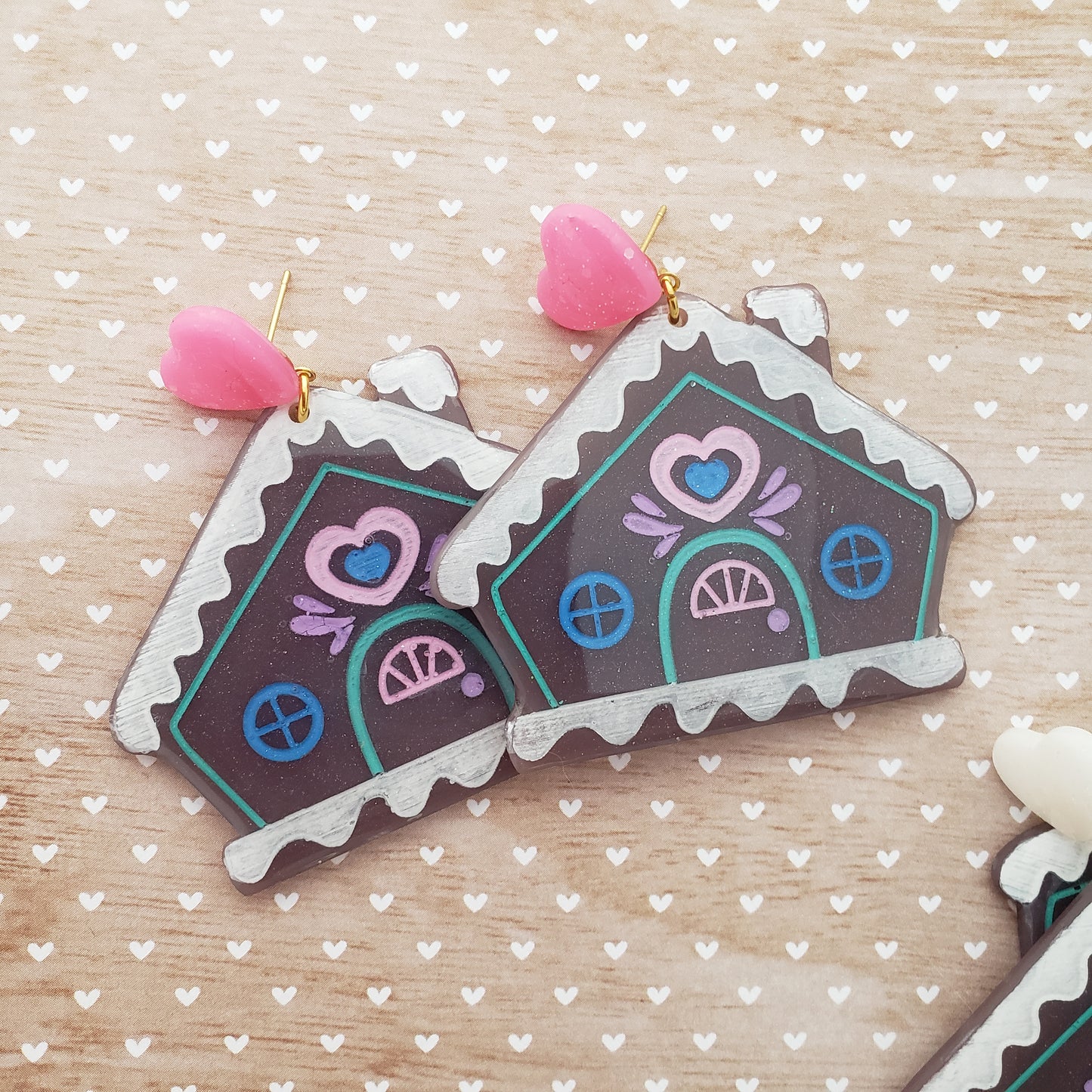 Gingerbread Earrings | Gingerbread House Earrings | Fake Cookie Earrings | Christmas Earrings | Sweet Lolita Earrings | Sweets Earrings | Christmas Jewelry
