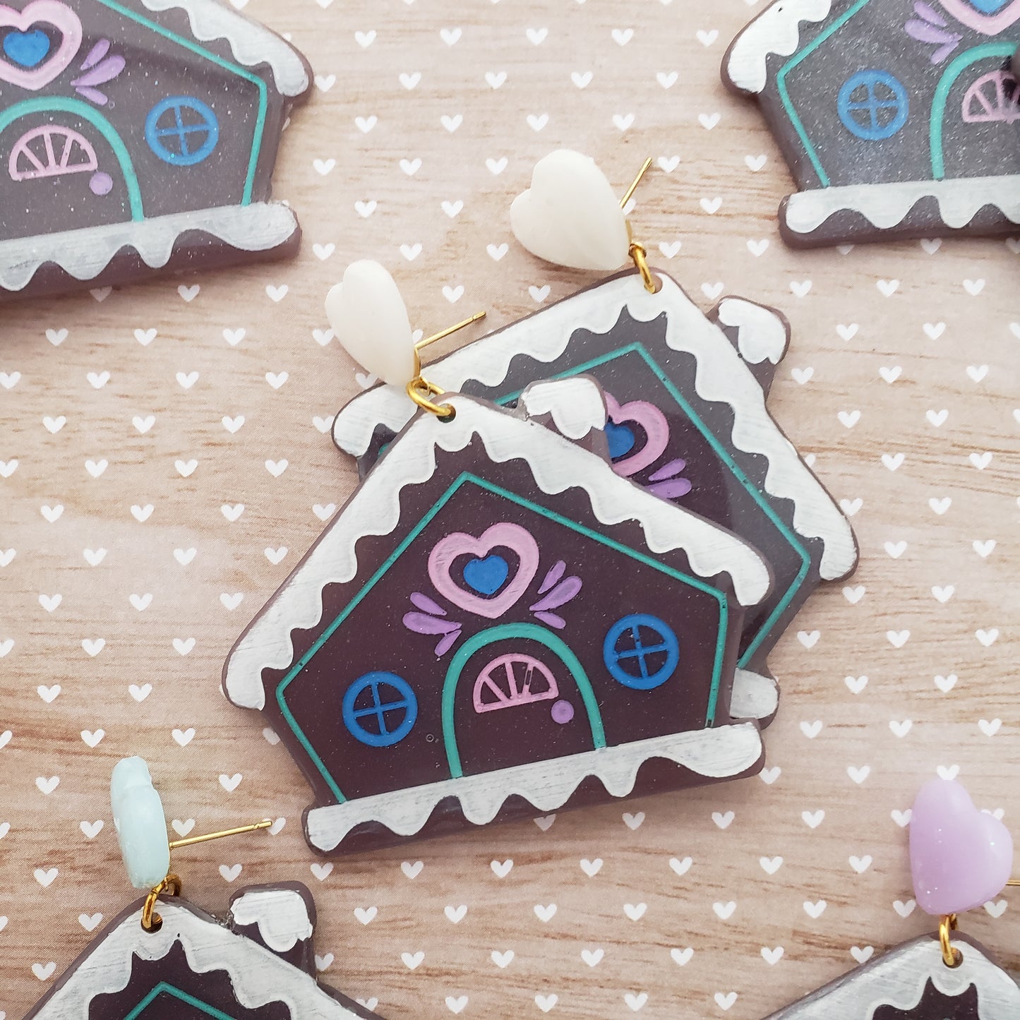 Gingerbread Earrings | Gingerbread House Earrings | Fake Cookie Earrings | Christmas Earrings | Sweet Lolita Earrings | Sweets Earrings | Christmas Jewelry