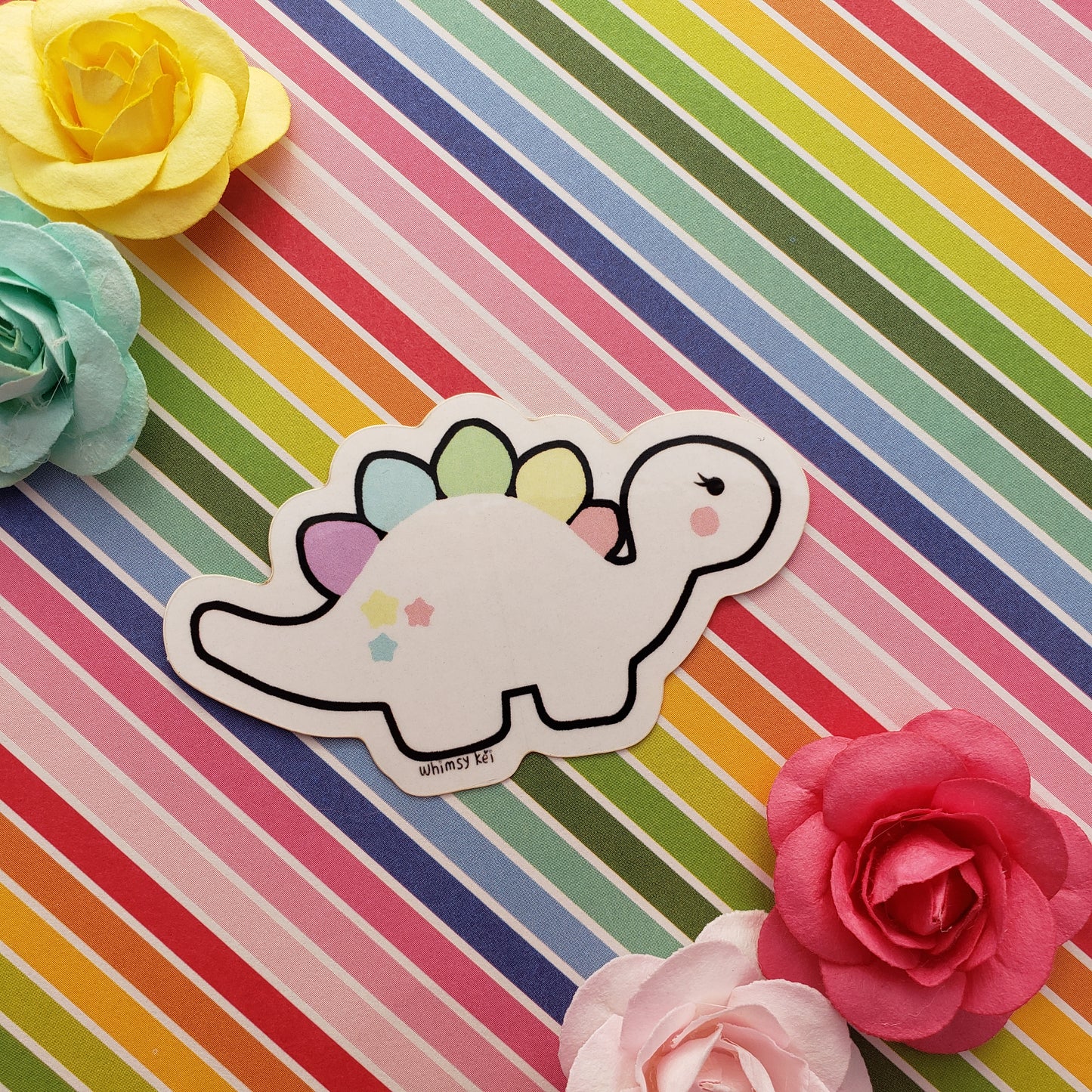 Rainbow Stegosaurus Sticker | Dino Sticker | Stego Decal | Dino Decal | Kawaii Dino