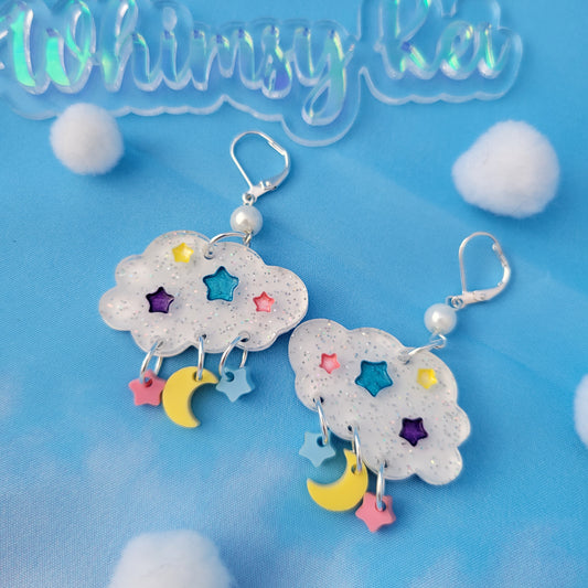 Sweet Dreams Earrings | Sparkly Cloud Earrings | Pastel Star Earrings | Sweet Lolita Earrings