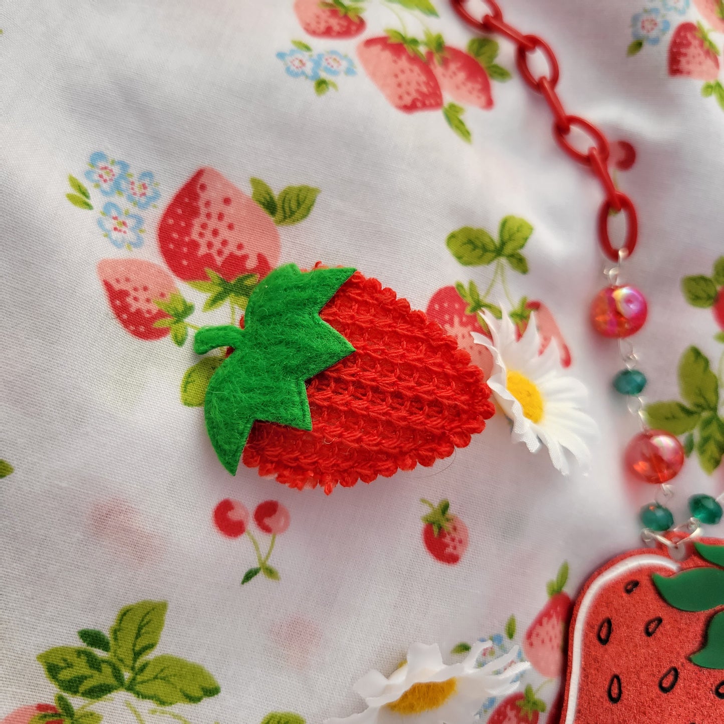 Red Strawberry Clip | Soft Strawberry Hair Clip | Berry Clip | Sweet Lolita Clip | 90s Aesthetic