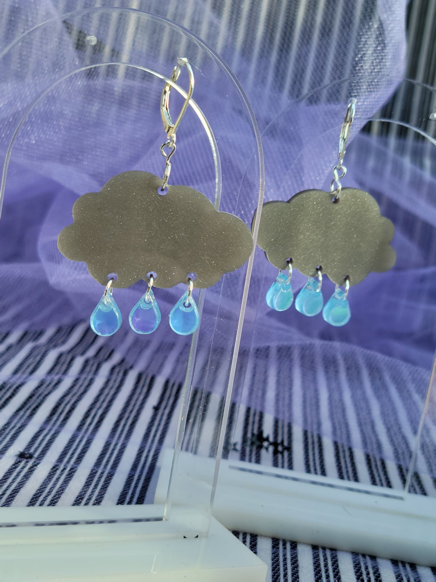 Rain Cloud Earrings | Sparkly Cloud | Black Clouds | Dark Sky Earrings | Thunderbolt Earrings | Stormy Earrings