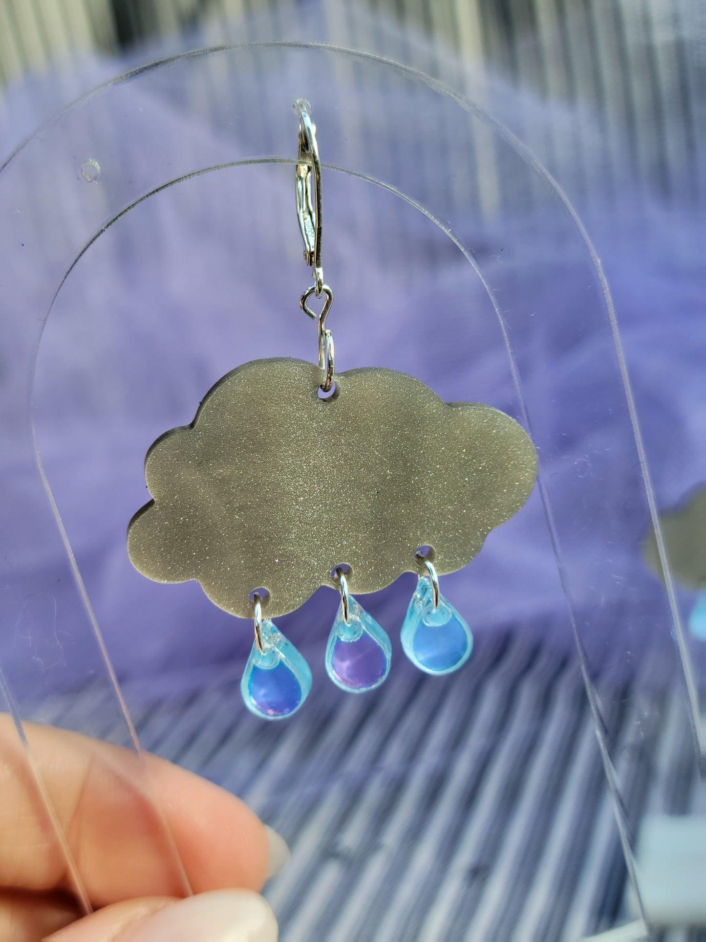 Rain Cloud Earrings | Sparkly Cloud | Black Clouds | Dark Sky Earrings | Thunderbolt Earrings | Stormy Earrings