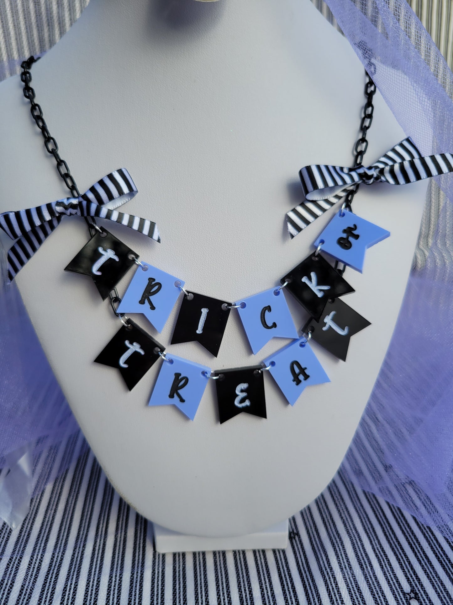 Trick or Treat Necklace | Halloween Banner Necklace | Halloween Necklace | Pennant Necklace | Gothic Lolita Necklace