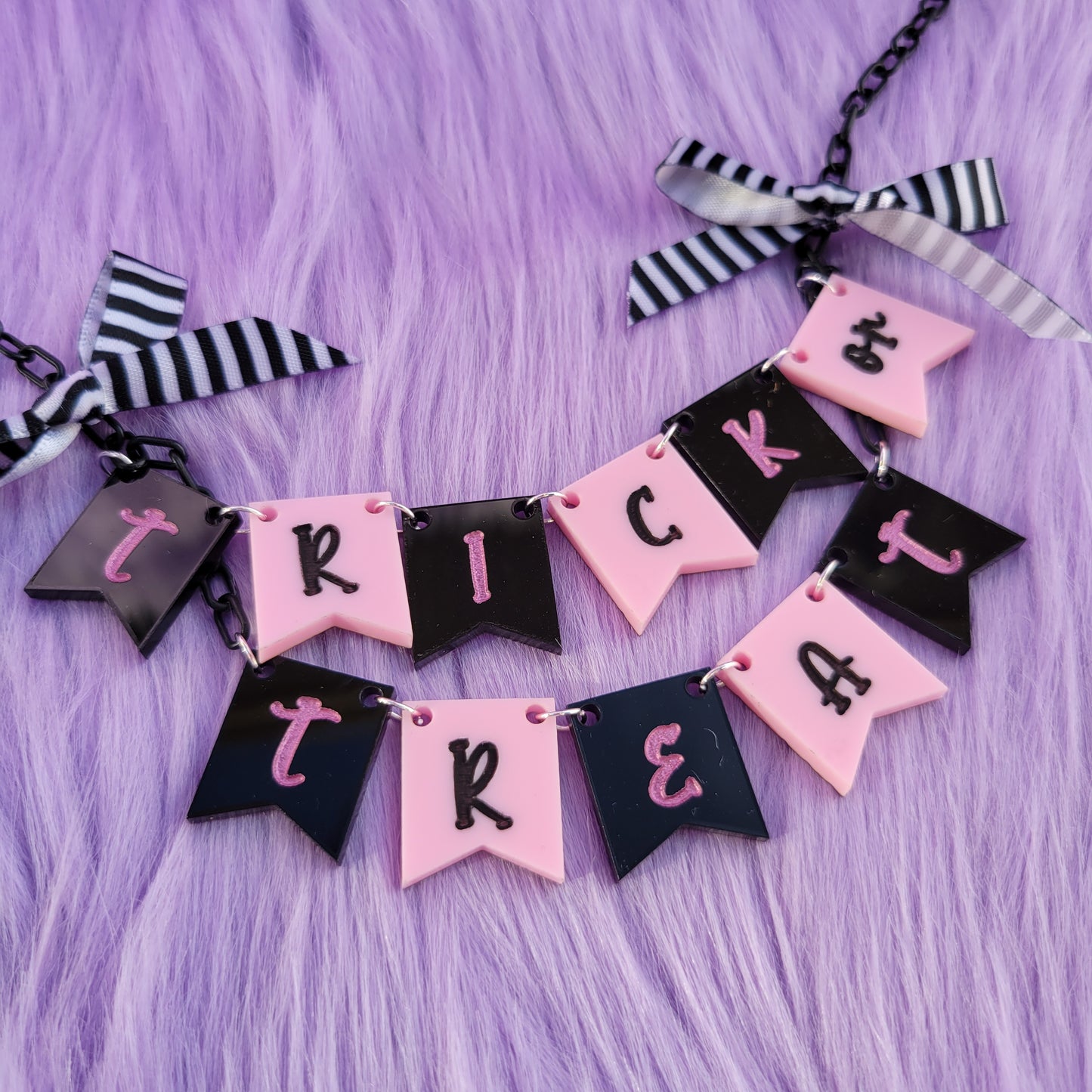 Trick or Treat Necklace | Halloween Banner Necklace | Halloween Necklace | Pennant Necklace | Gothic Lolita Necklace