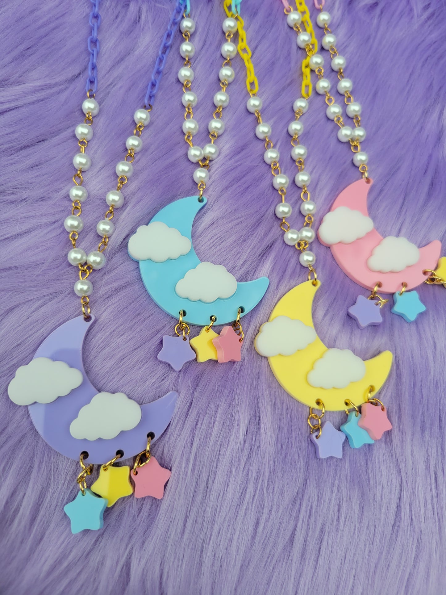 Dreamy Moon Necklace | Pastel Moon | Sweet Lolita Necklace | Dreamy Sky | Pastel Sky | Fairy Kei Necklace | Decora Kei