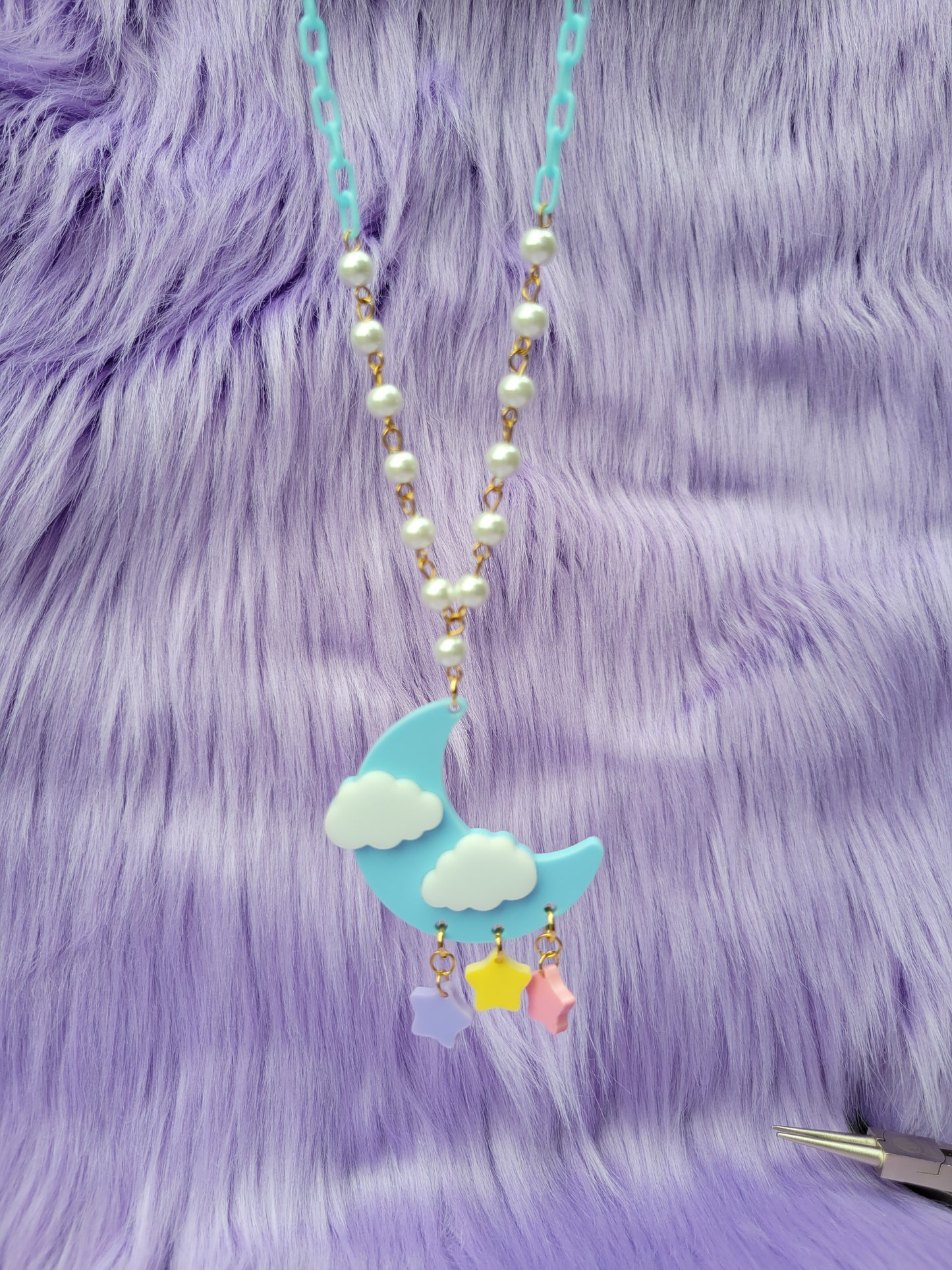 Dreamy Moon Necklace | Pastel Moon | Sweet Lolita Necklace | Dreamy Sky | Pastel Sky | Fairy Kei Necklace | Decora Kei