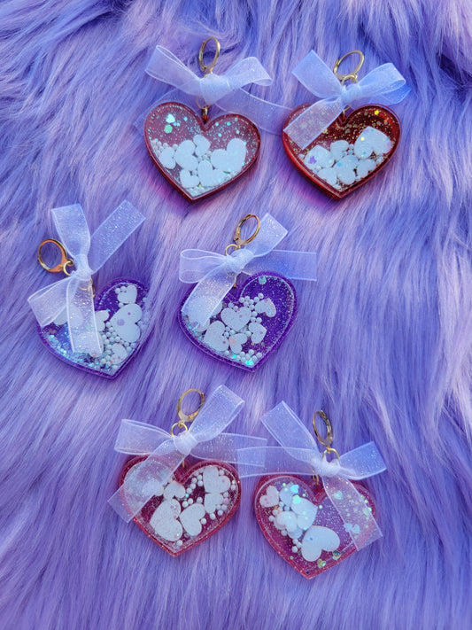 Glitter Heart Shaker Earrings | Valentines Heart Earrings | Glitter Valentines Earrings | Lovecore Earrings | Sweet Lolita Earrings