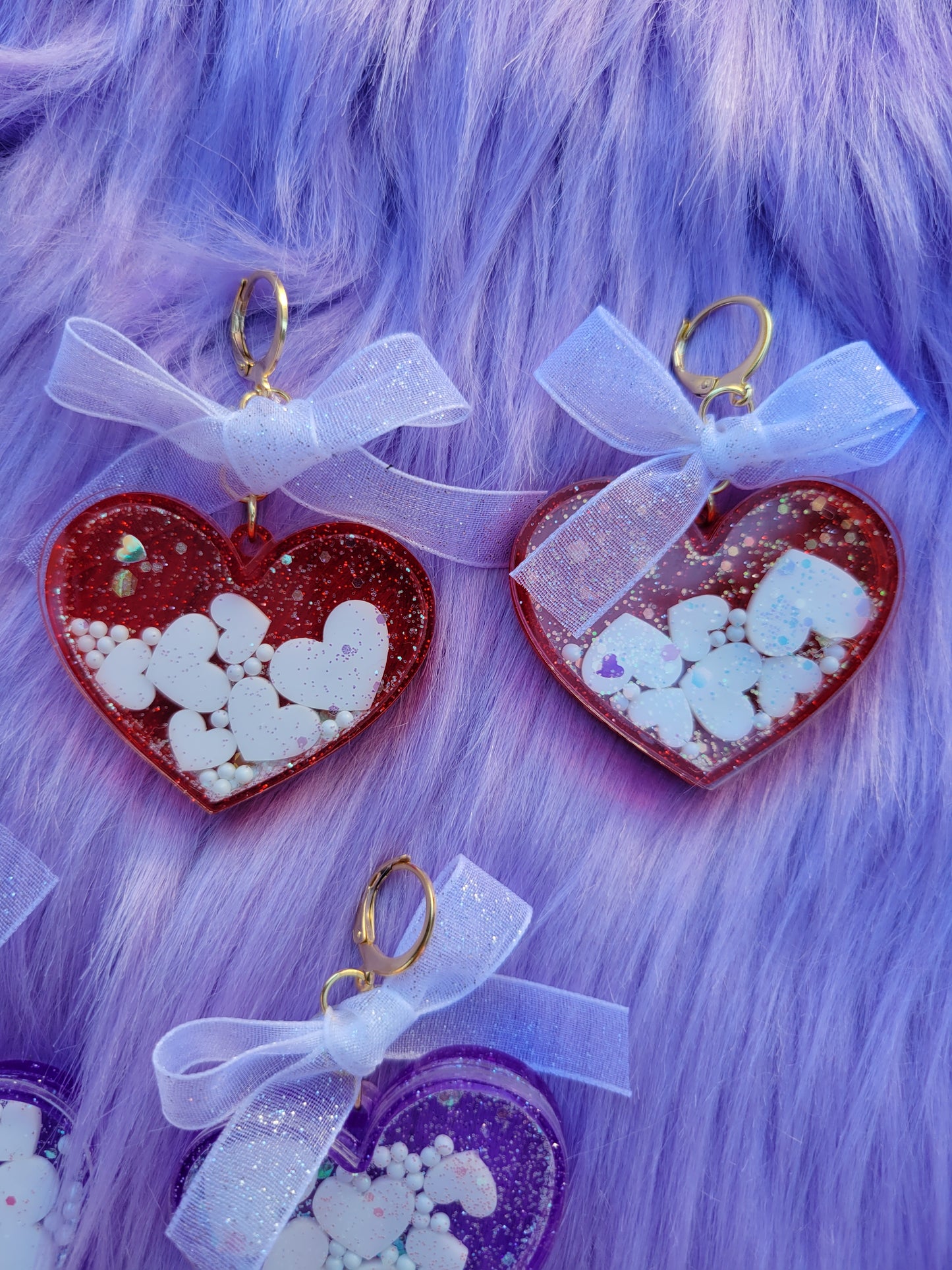 Glitter Heart Shaker Earrings | Valentines Heart Earrings | Glitter Valentines Earrings | Lovecore Earrings | Sweet Lolita Earrings