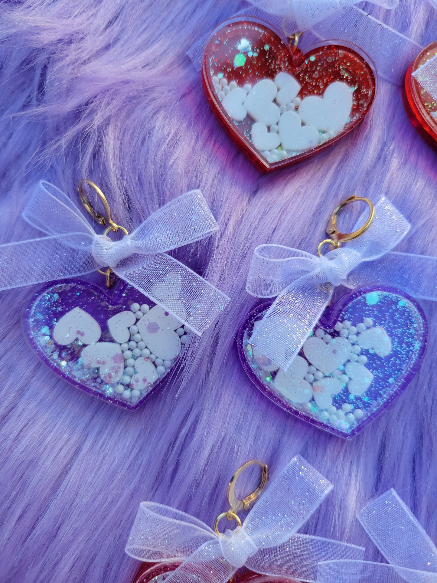 Glitter Heart Shaker Earrings | Valentines Heart Earrings | Glitter Valentines Earrings | Lovecore Earrings | Sweet Lolita Earrings
