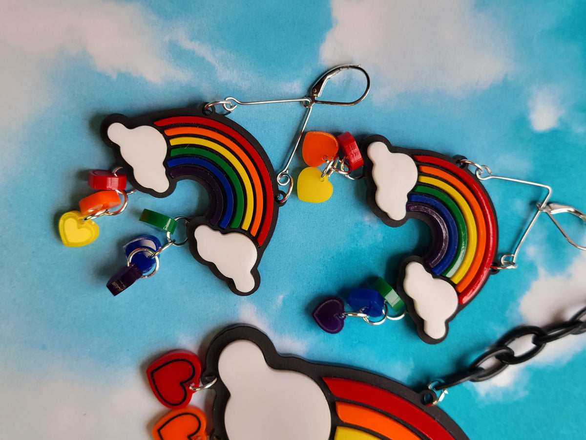 Modern script pastel rainbow earring display card - Perfectly Custom