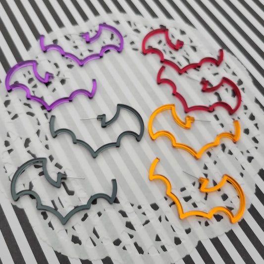 Bat Hoop Earrings | Halloween Earrings | Bat Earrings | Gothic Halloween | Gothic Earrings