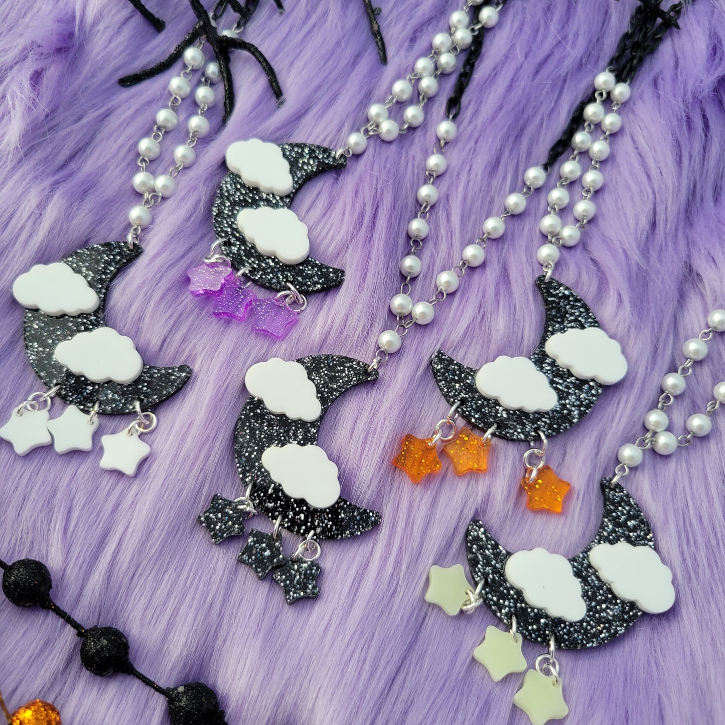 Black Moon Necklace | Gothic Lolita Necklace | Glitter Moon | Halloween Necklace | Goth Necklace