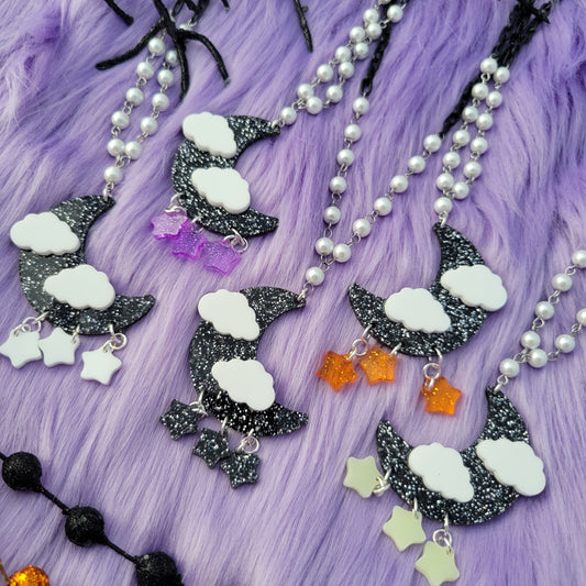 Black Moon Necklace | Gothic Lolita Necklace | Glitter Moon | Halloween Necklace | Goth Necklace
