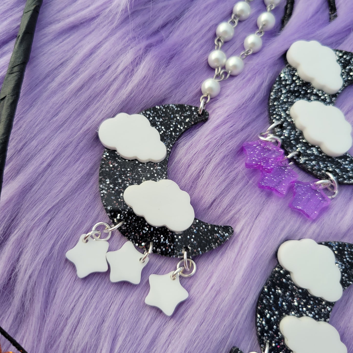 Black Moon Necklace | Gothic Lolita Necklace | Glitter Moon | Halloween Necklace | Goth Necklace