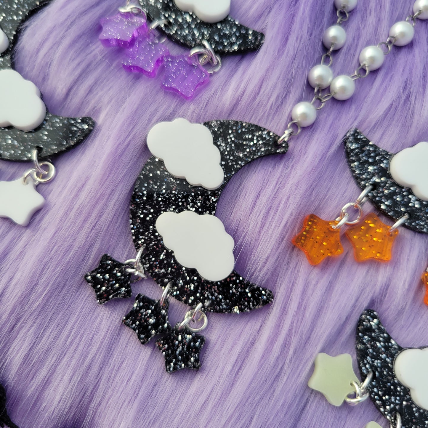 Black Moon Necklace | Gothic Lolita Necklace | Glitter Moon | Halloween Necklace | Goth Necklace